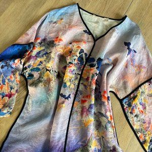 SOFT SURROUNDINGS | Purple Floral Silk Blouse | L NWOT